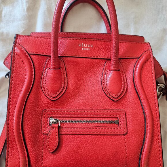 Celine Luggage NANO Vermillion Red Orange Crossbody - Picture 1 of 16